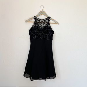 Vintage 90’s Black Glitter Embellished Sleeveless Cocktail Dress